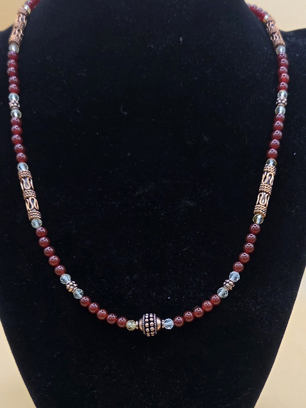 Carnelian, Citrine and Copper Beaded Necklace